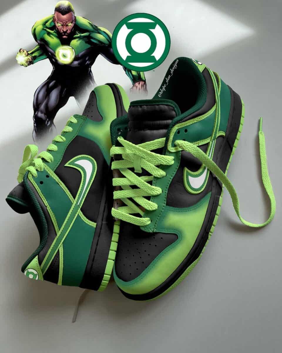 Light Up Your Style: The Green Lantern x Nike Dunk Custom Sneakers