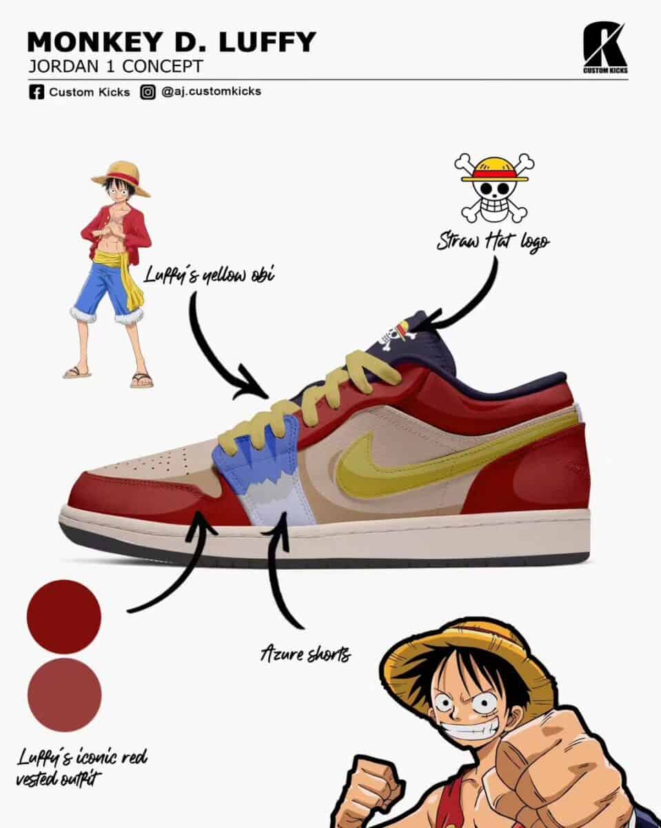 Monkey D. Luffy X Air Jordan 1 Low Sneakers Celebrate Netflix's One Piece Success