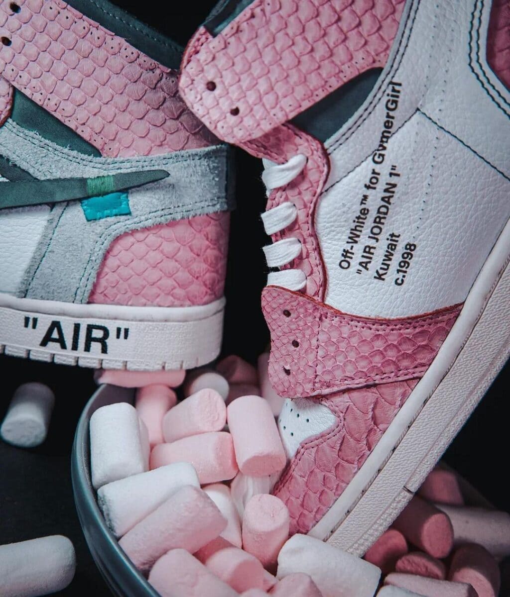 Pink Air Jordan 1 Off-White sneakers