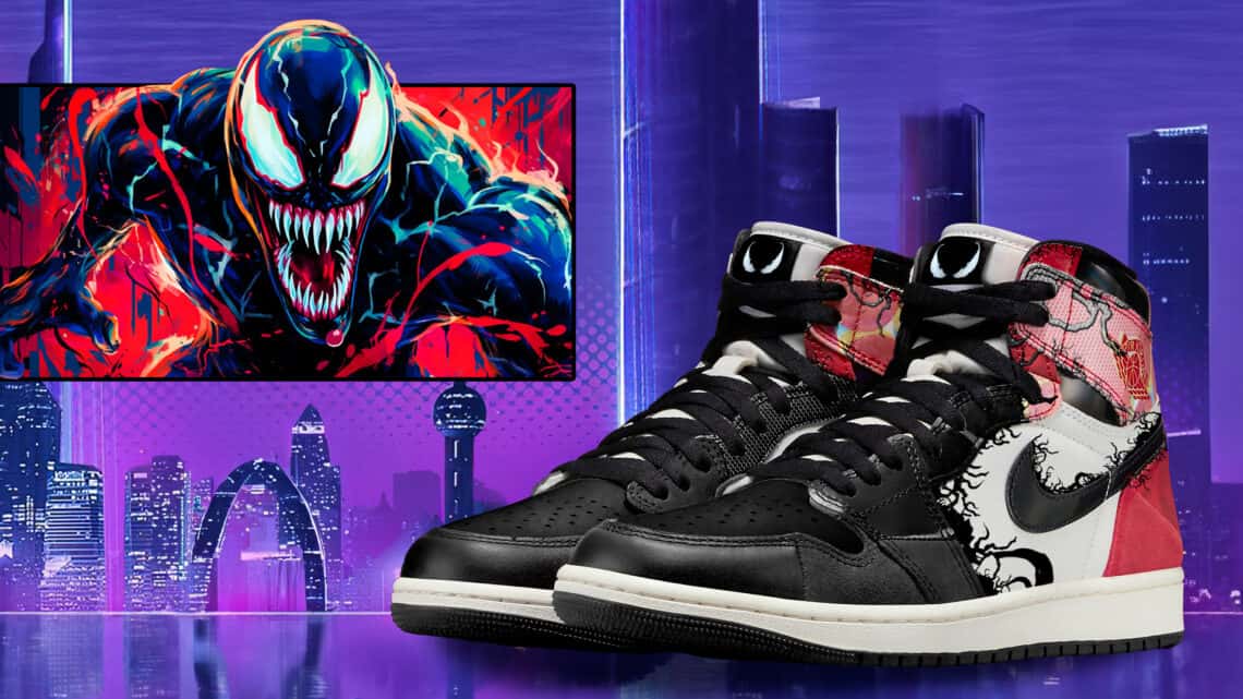 Venom Takes Over Spider-Man: Into The Spider-Verse Air Jordan 1 Sneakers