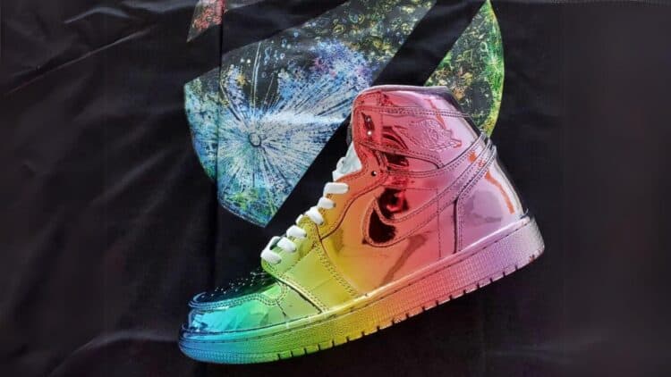 These Rainbow Metallic Air Jordan 1 Sneakers Reflect Good Vibes Only