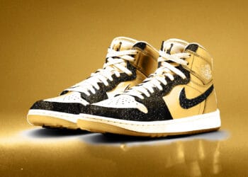 The Air Jordan 1 Gold x Black "Sequin" Sneakers