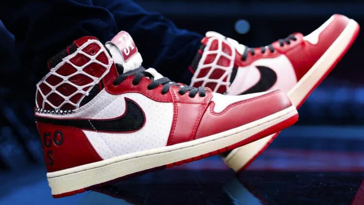 Images of the Chicago Bulls Air Jordan 1 Lux custom sneakers