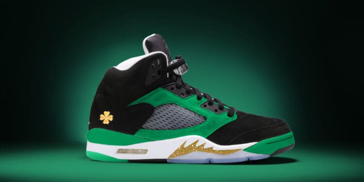 Custom St Patrick’s Day Air Jordan 5 Sneakers - Feeling Lucky