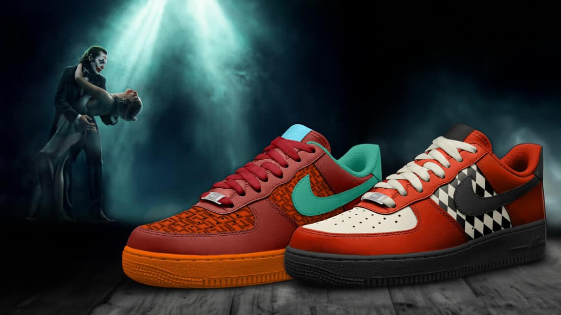 Custom Nike Air Force 1 Joker: Folie à Deux Sneakers - Joker & Harley Quinn