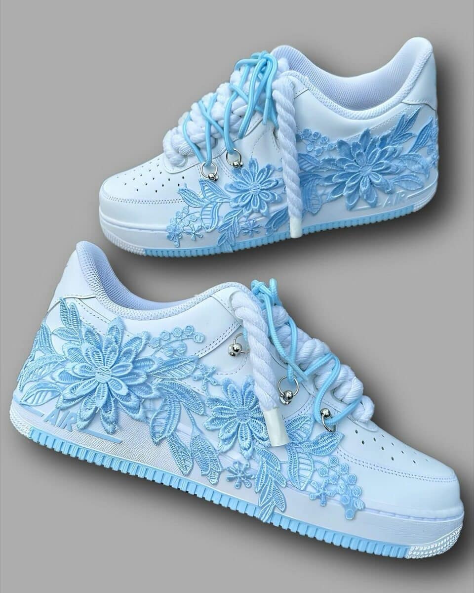 These Custom “Baby Blue Floral” Air Force 1 Are Icy And Gorgeous