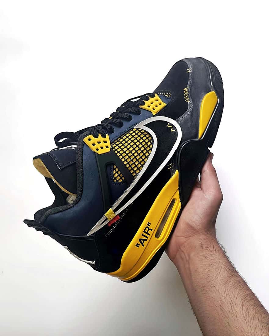 yellow and black aj4 sneaker