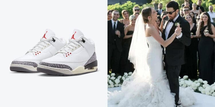 Eminem Wears Air Jordan 3 "White Cement" Reimagined To Daughter's Wedding