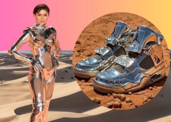 These Chrome Air Jordan 4 Sneakers Were Perfect For Zendaya’s Mugler Look