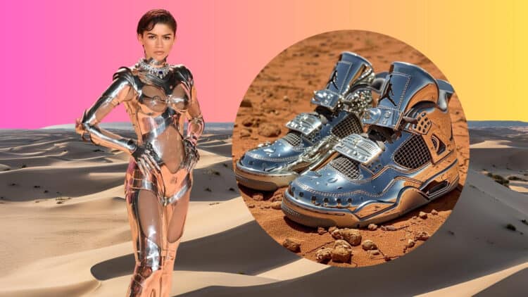 These Chrome Air Jordan 4 Sneakers Were Perfect For Zendaya’s Mugler Look