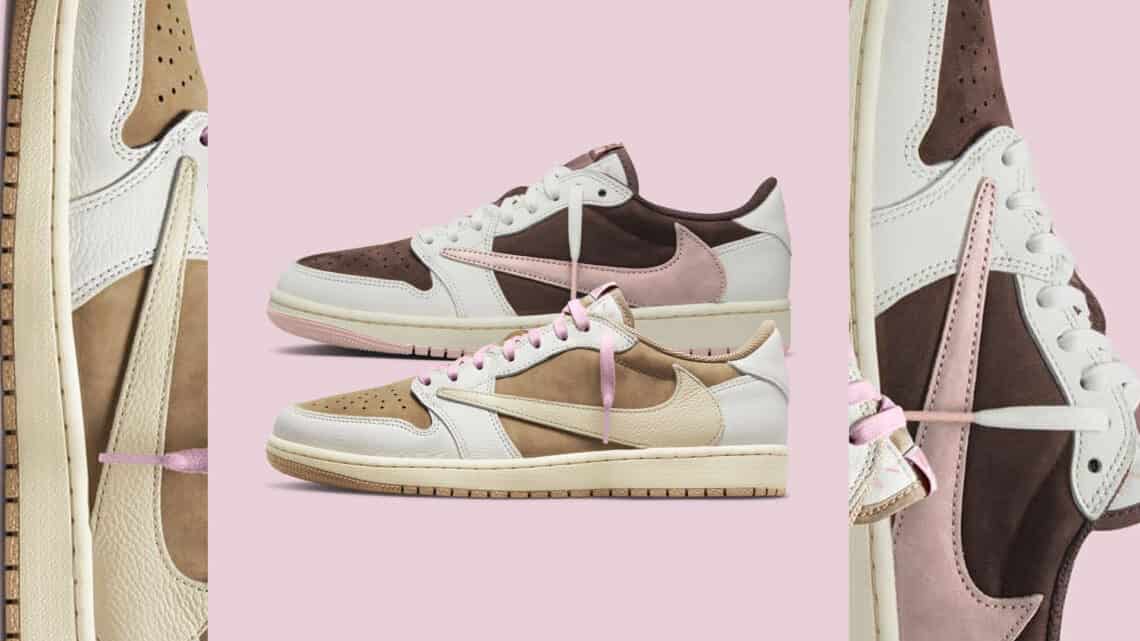 travis scott pink and brown shoes