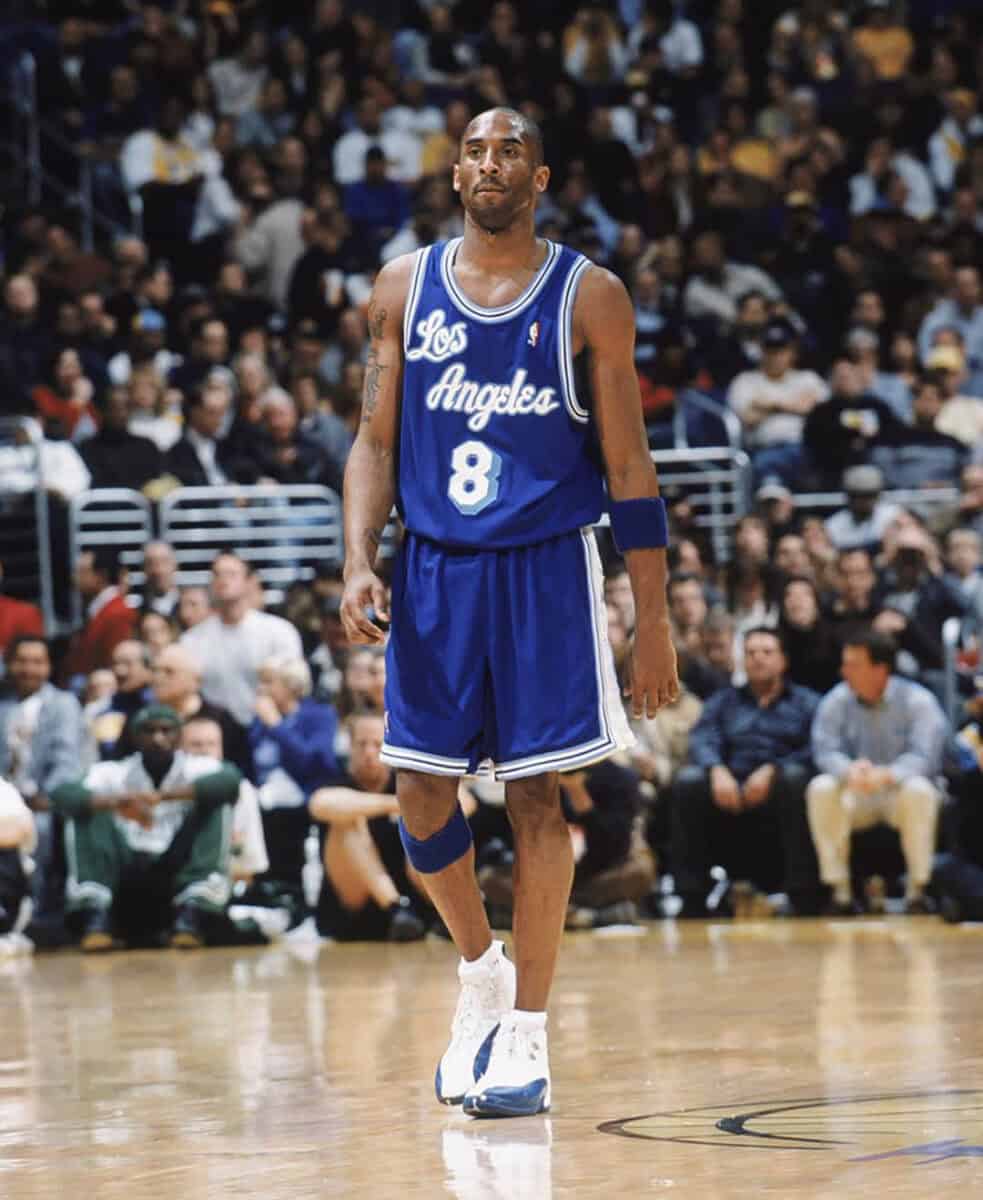 Kobe Bryant wearing the Air Jordan 12 "French Blue"