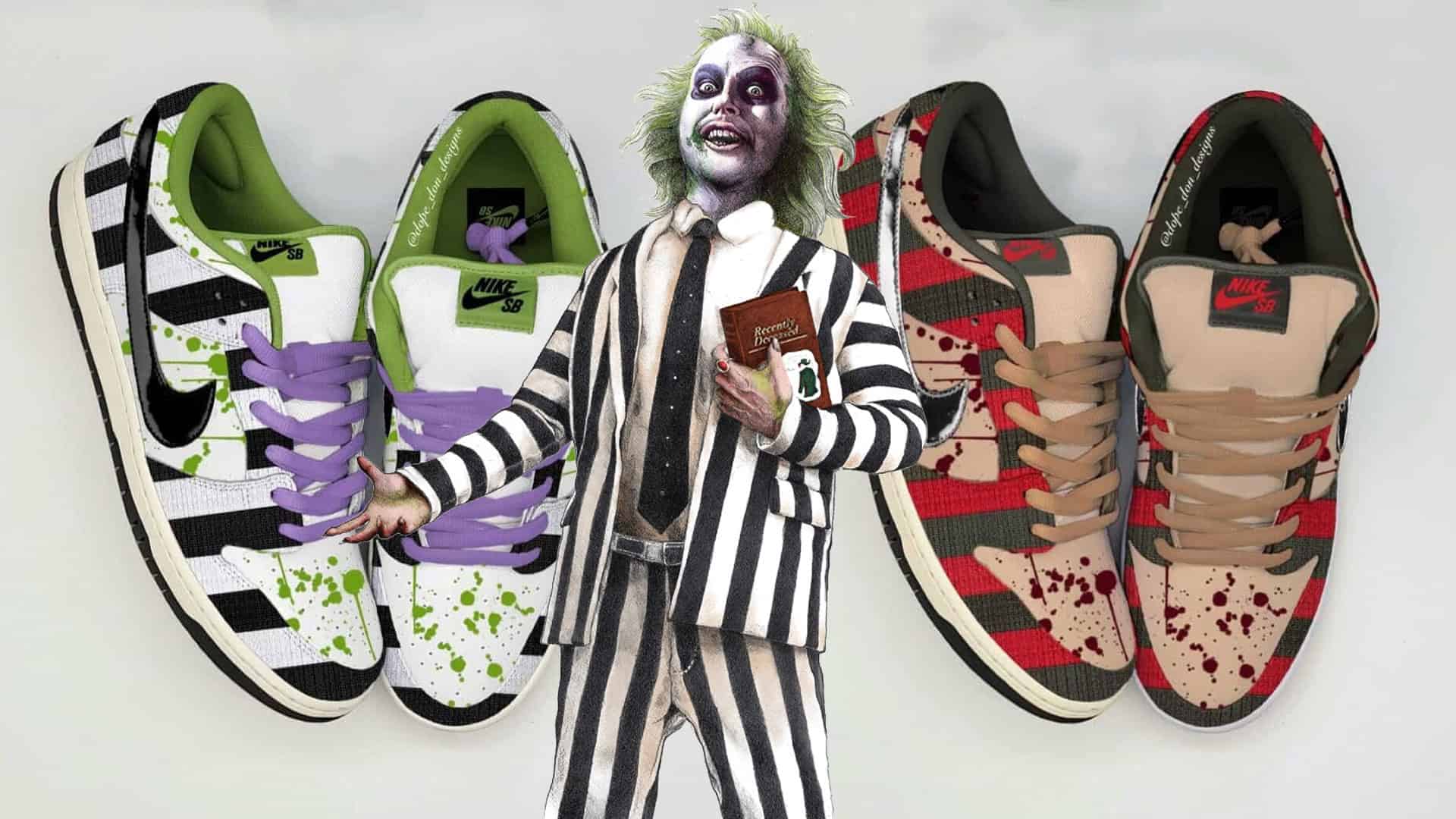 Beetlejuice x Freddy Krueger Halloween Nike Dunk Low Pack