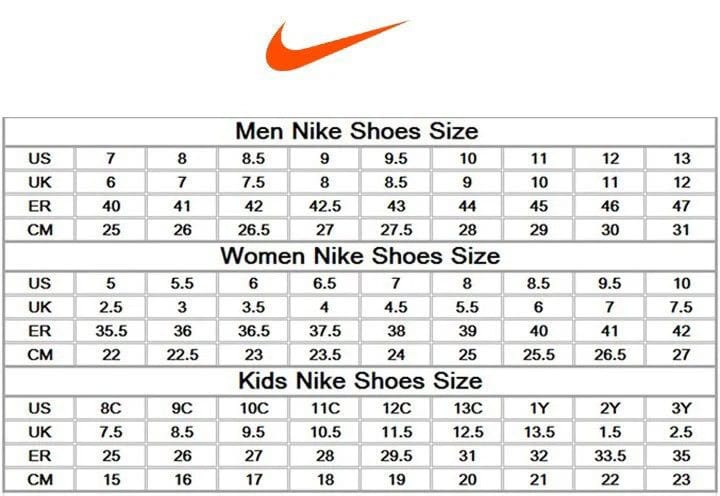 us women's sizes shoes nike to uk