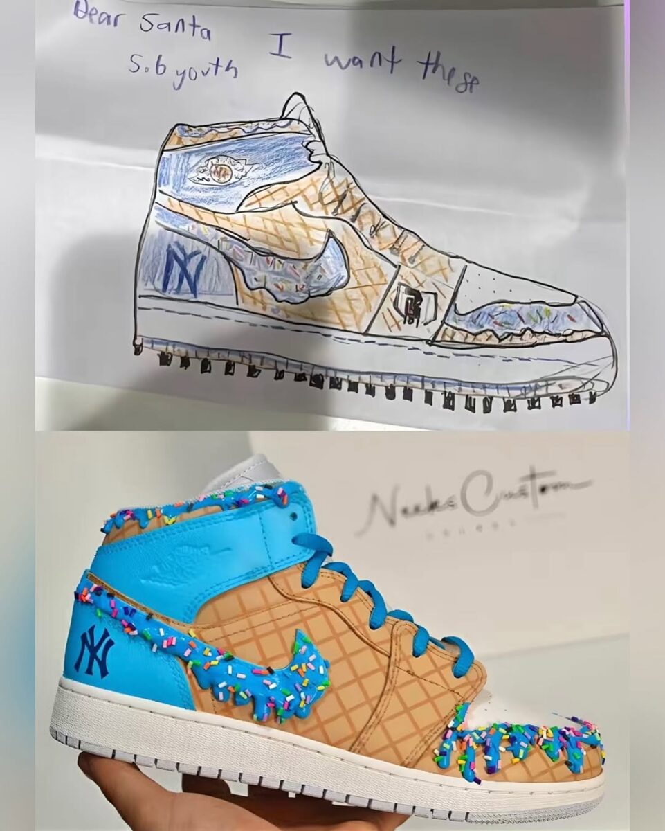 Parents Turn Son's Drawing Into Custom Sneakers: A Christmas Gift Like No Other