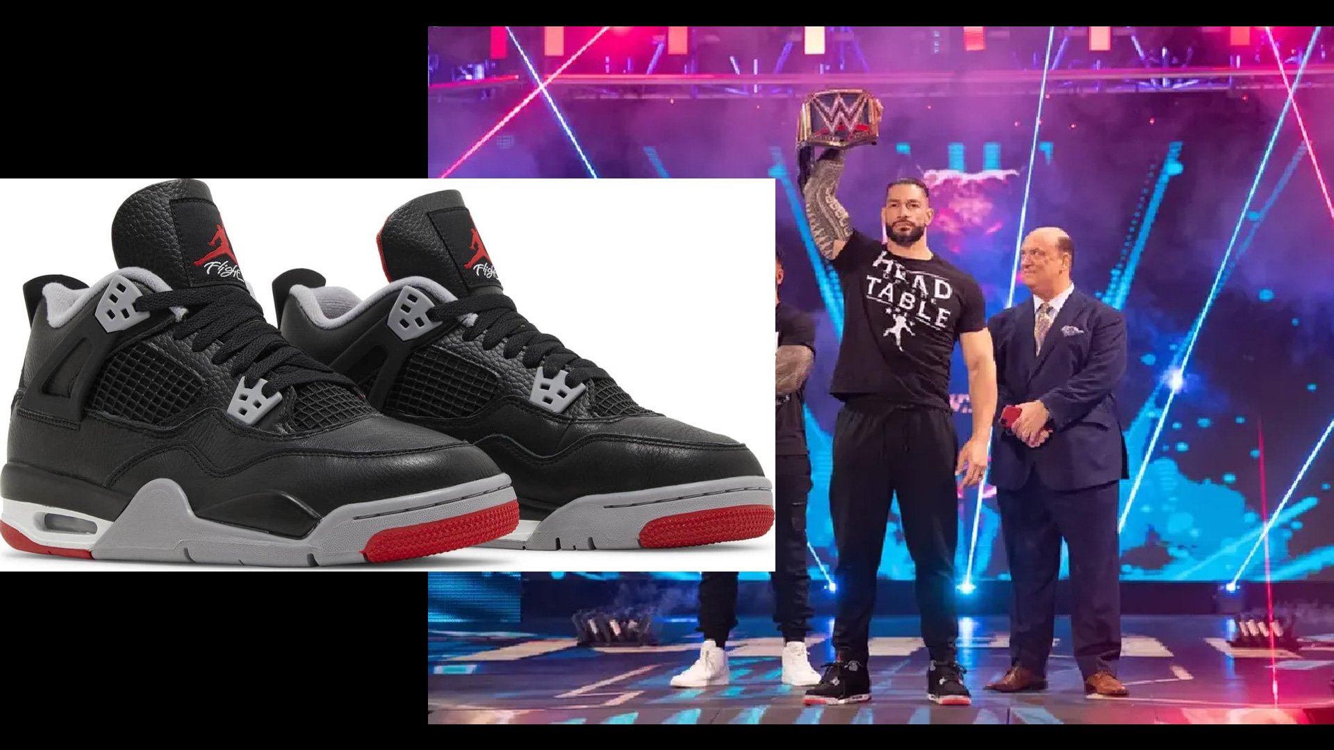 Roman Reigns Air Jordan 4 Bred Wrestlers Sneakers