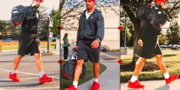 Jalen Hurts Red Jordan Trunner O/S Infrared