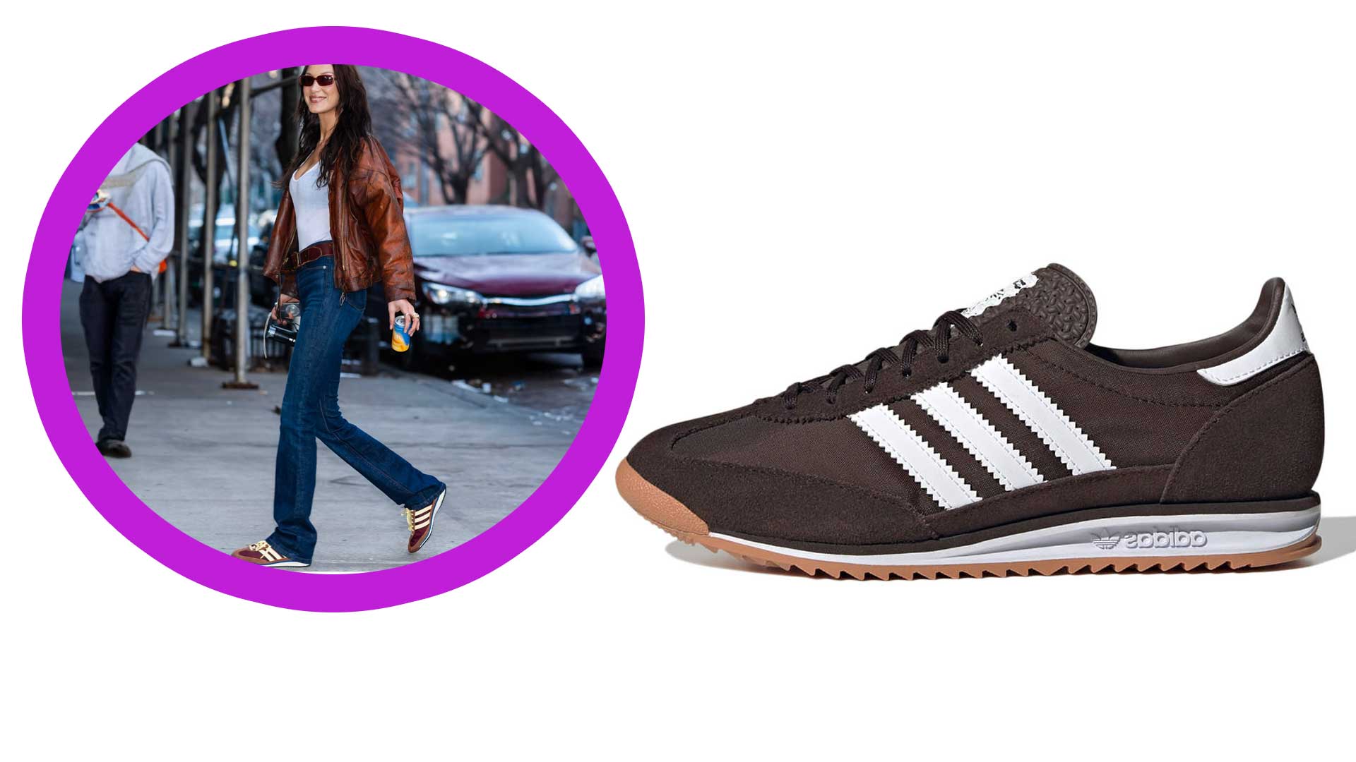 Bella Hadid in Adidas SL 72