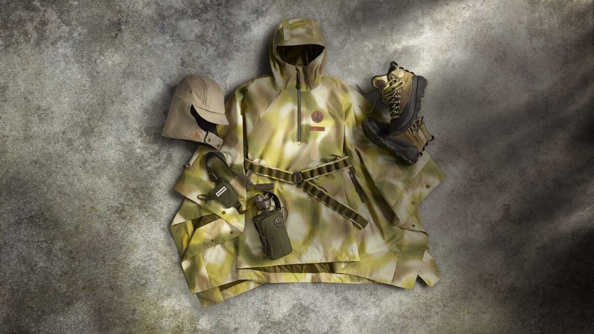 Endor Issue Hat, Endor Issue Poncho, Endor Issue Bottle Sling, and Endor Issue Boots from Columbia's new Endor Star Wars collection