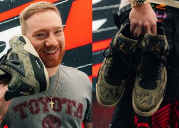 NASCAR Driver Tyler Reddick Camouflage Snakeskin Air Jordan 4 PE